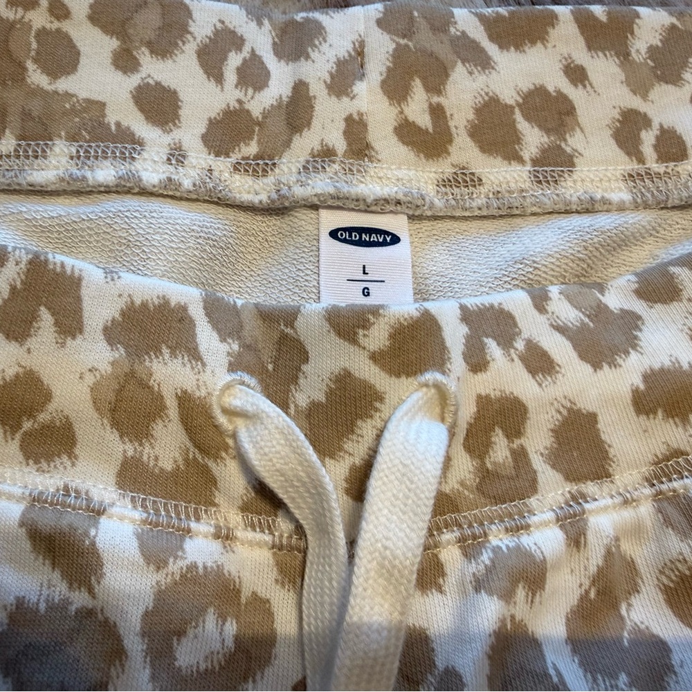 Old Navy Tan and Cream Animal Print Joggers